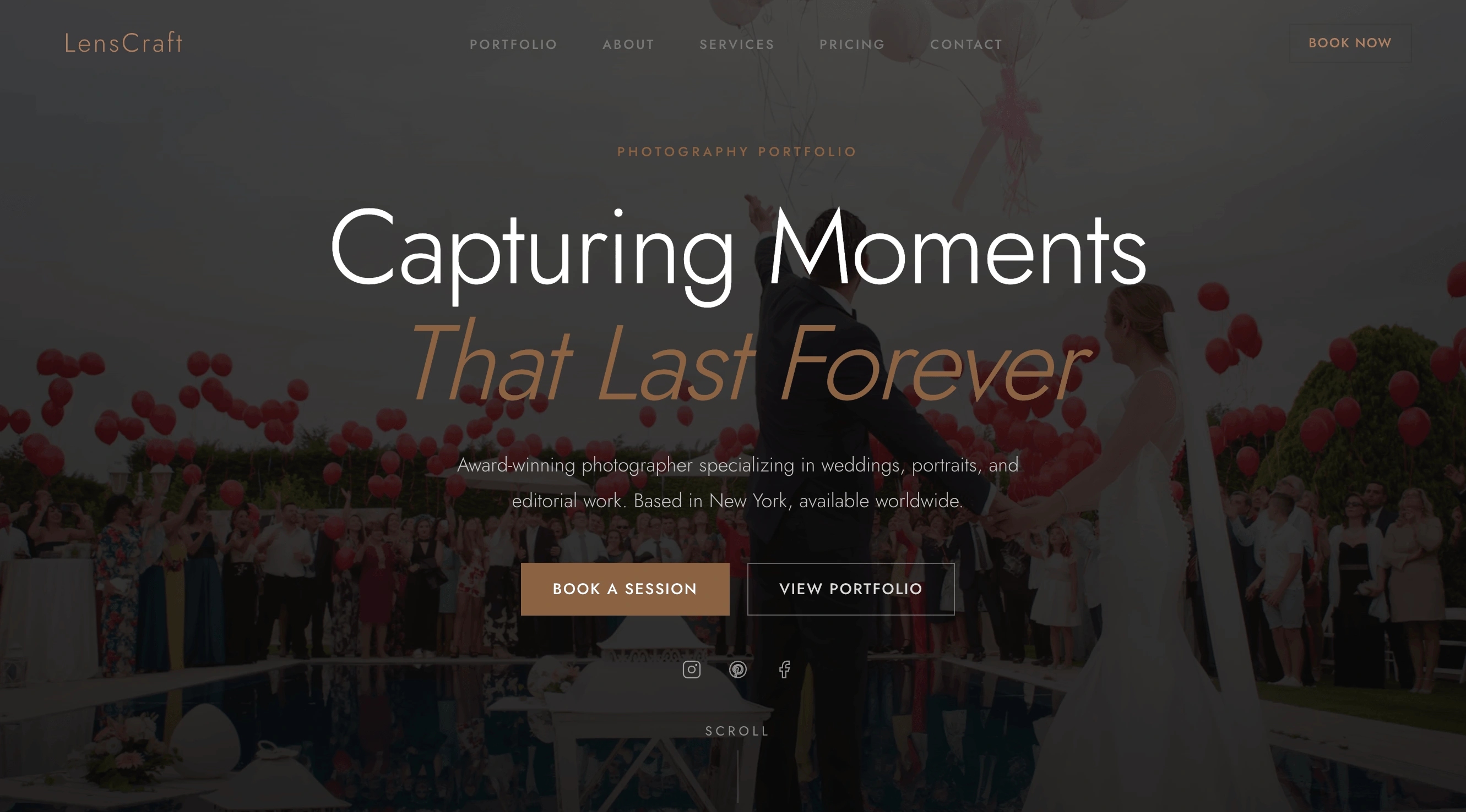 LensCraft Photographer Template — built for more bookings