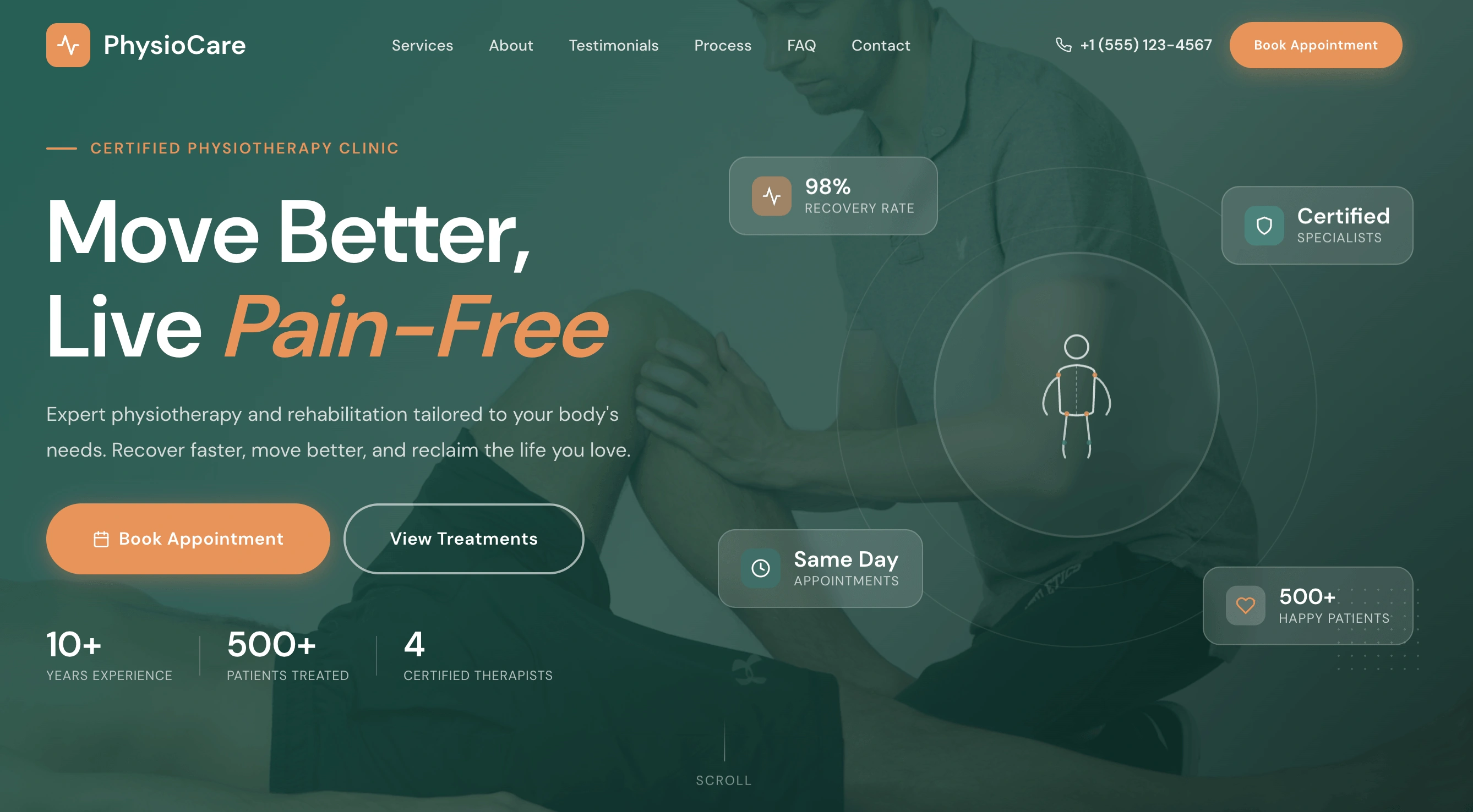 PhysioCare Clinic Template — drives patient appointments